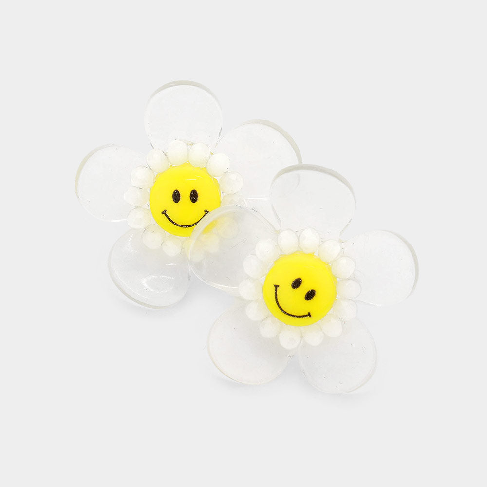 Smiley Face Flower Earrings