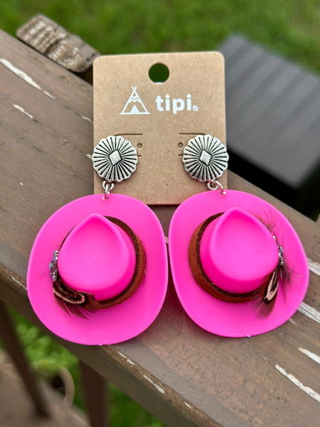 Pink Western Hat Earrings – The Cactus Pearl display picture 3