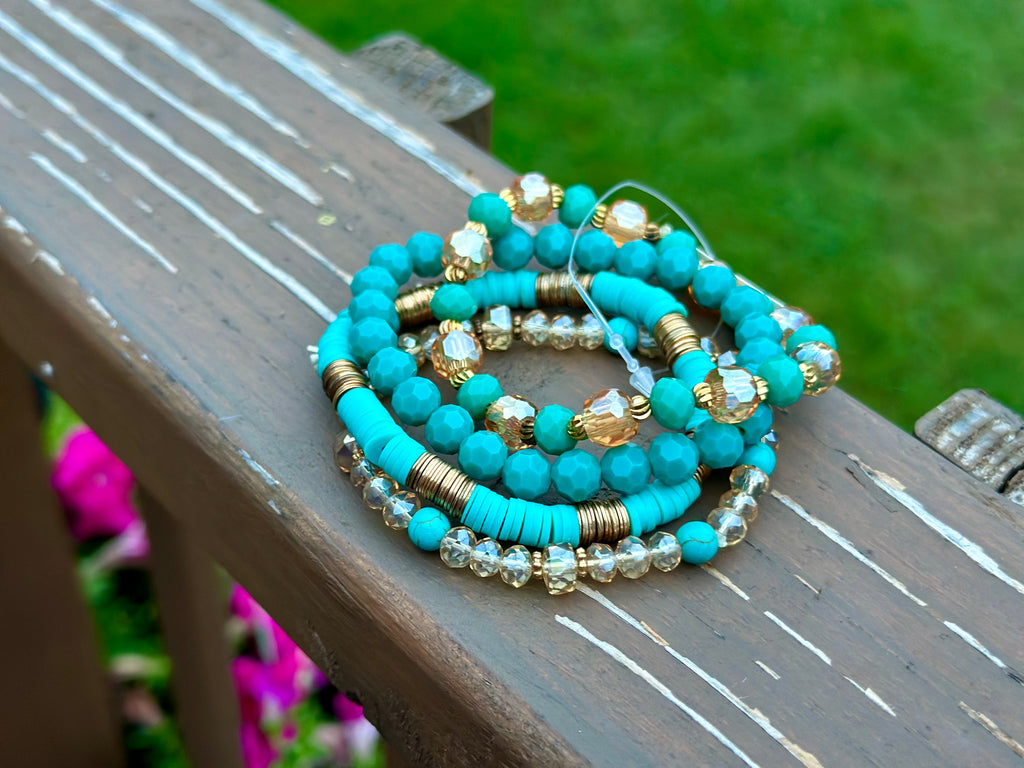 Turquoise Cowgirl Beaded Bracelet Set