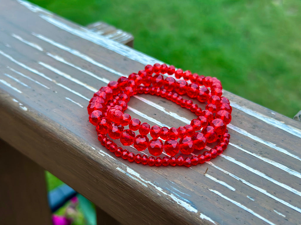 Red Beaded Bracelet Set