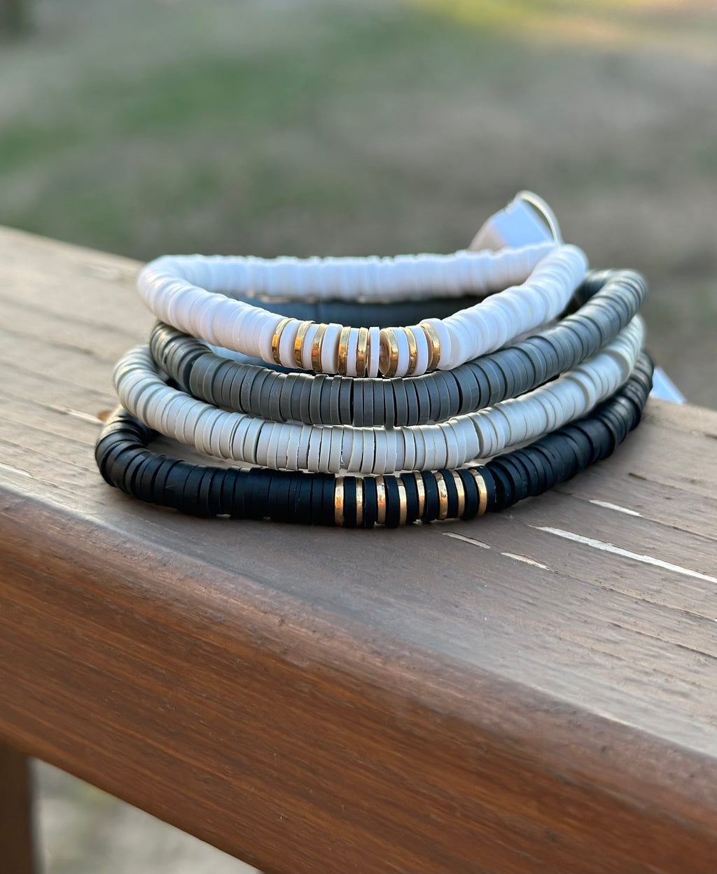 Gray Multi Clay Bead Bracelet Set