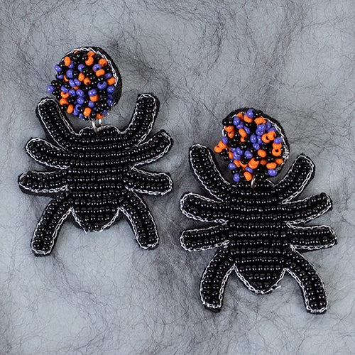 Halloween Spider Beaded Earrings