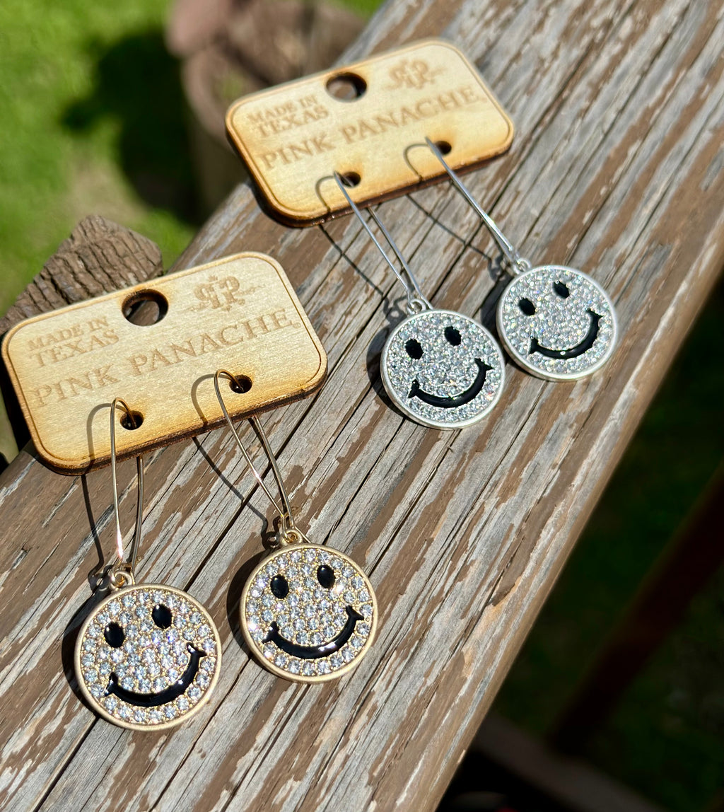 Smiley Face Rhinestone Earrings
