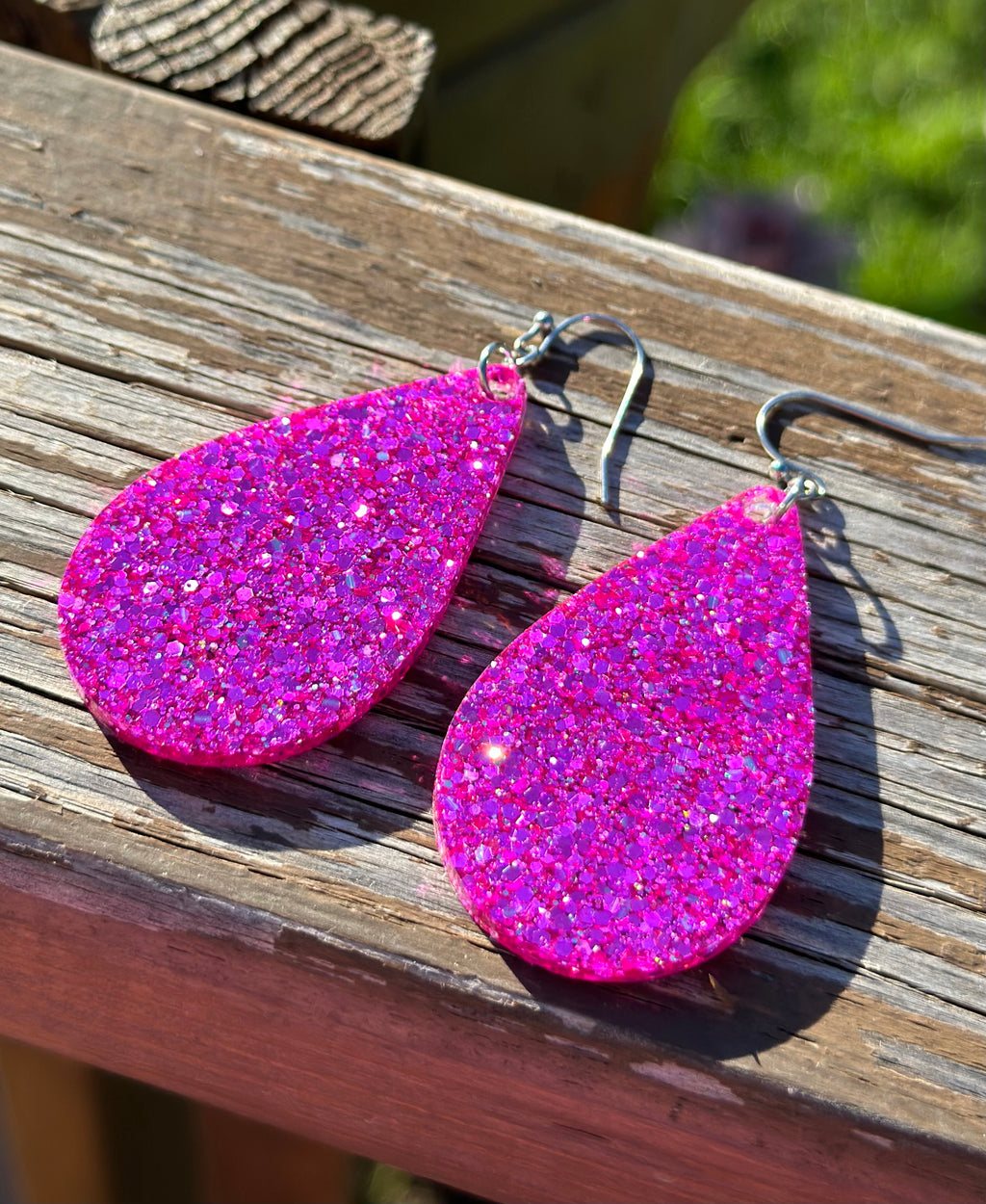 Hot Pink Confetti Drop Earrings