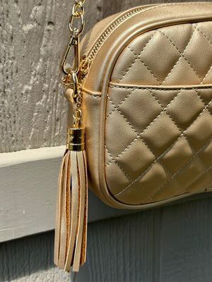 Lola Gold Quilted Crossbody