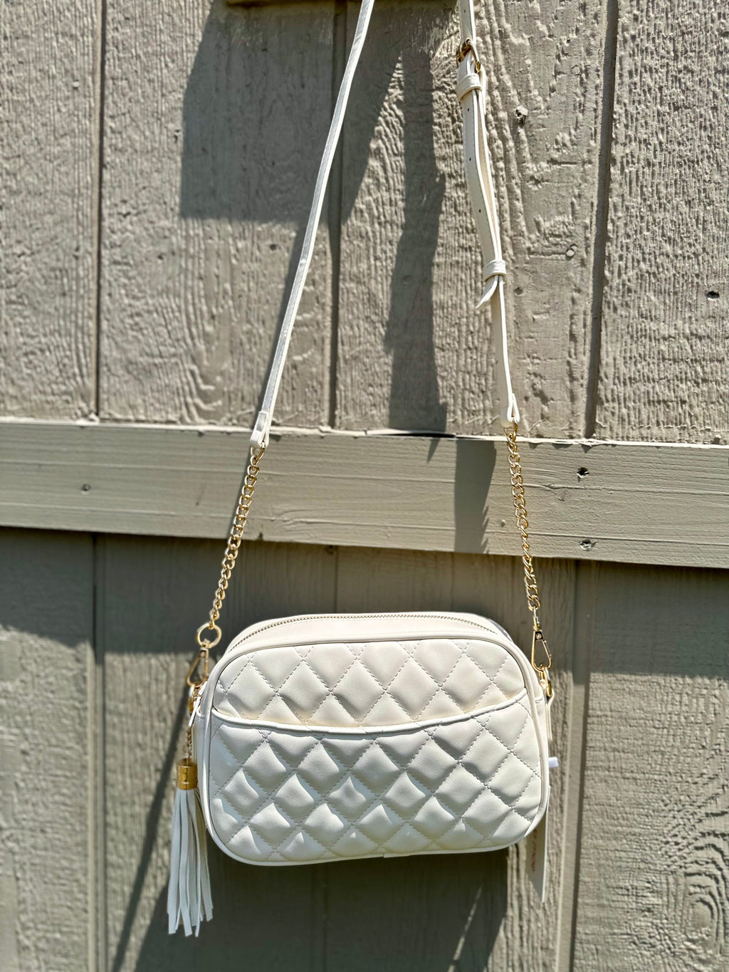 Lola Beige Quilted Crossbody