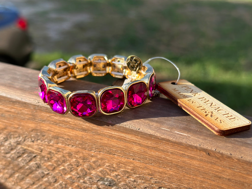 Pink Panache Rhinestone Bracelet (Curvy Fit)