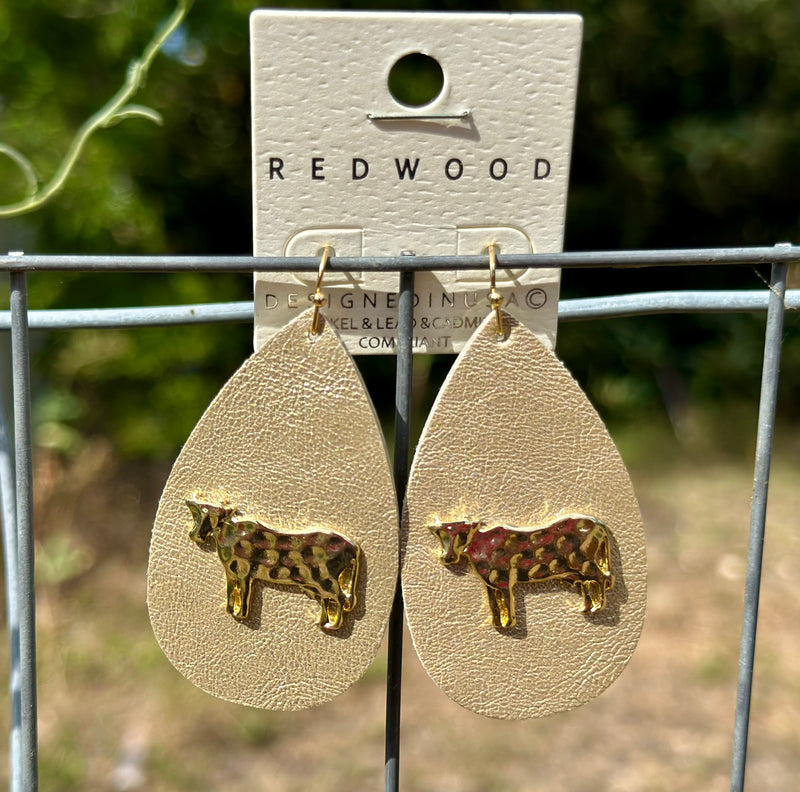 Gold Cattle Western Earrings