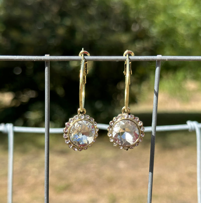 Rhinestone Gold Hoop Earrings