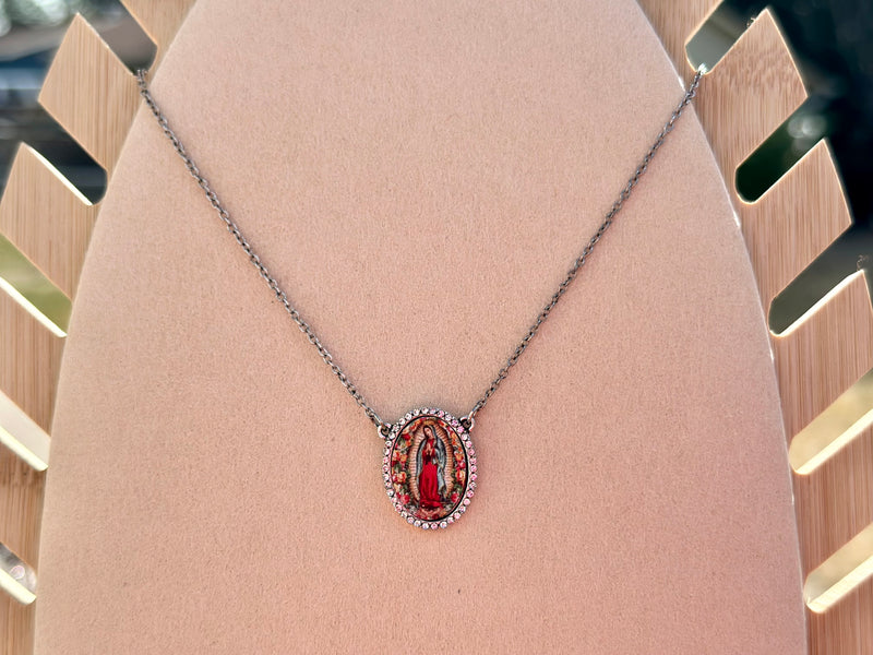 La Virgen de Guadalupe Rhinestone Necklace