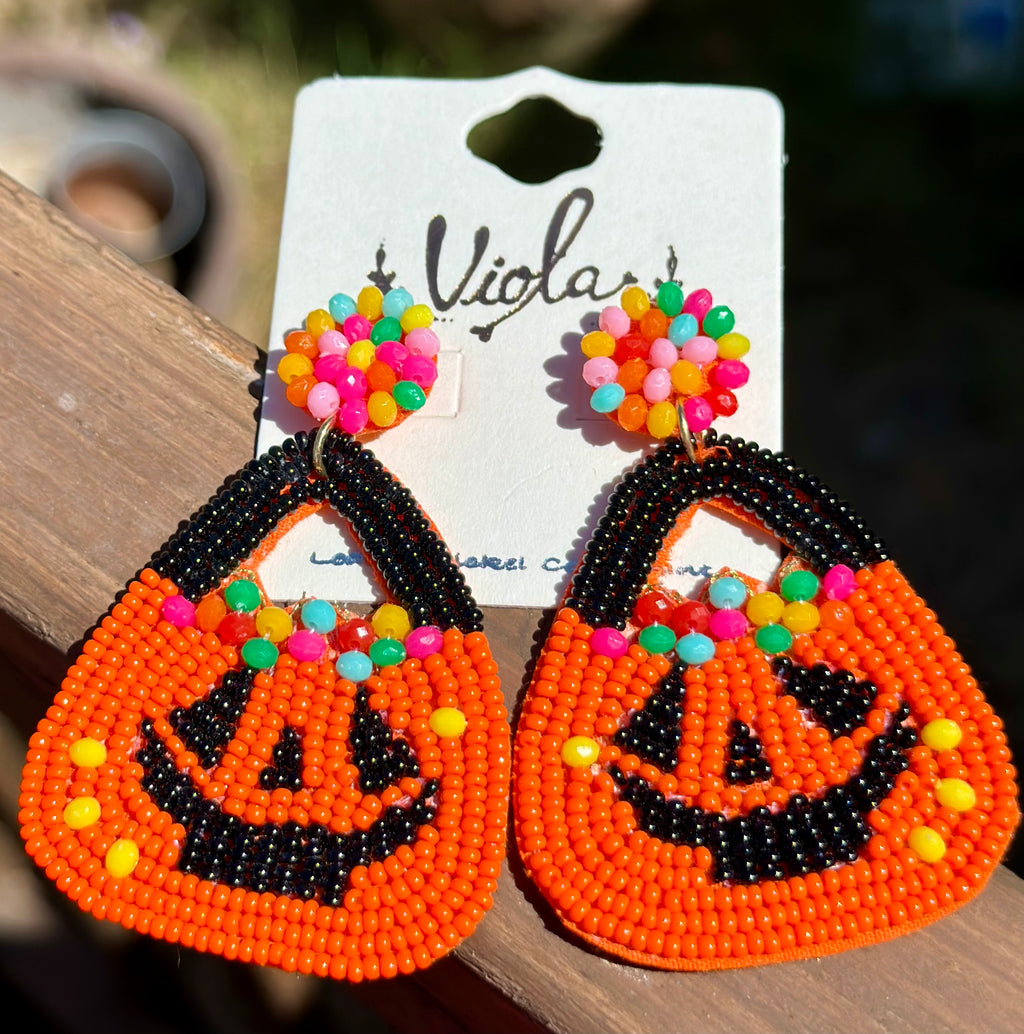 Halloween Candy Bucket Beaded Earrings