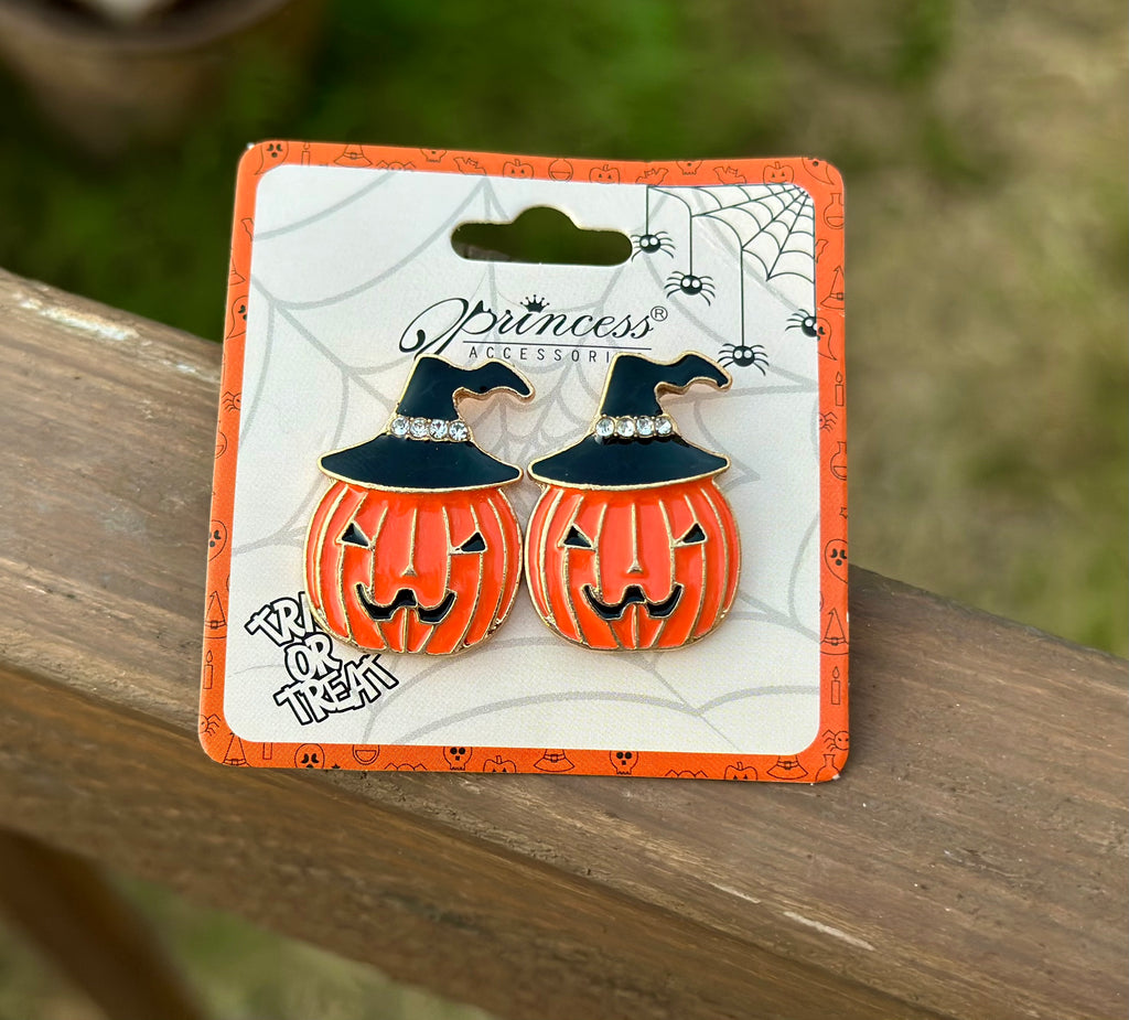 Jack O Lantern Halloween Stud Earrings