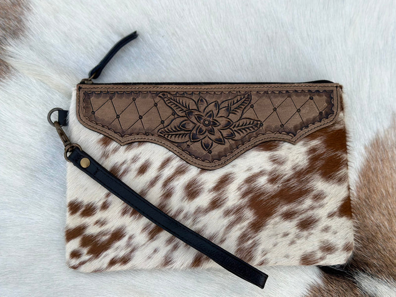 Leather & Cowhide Large Wristlet