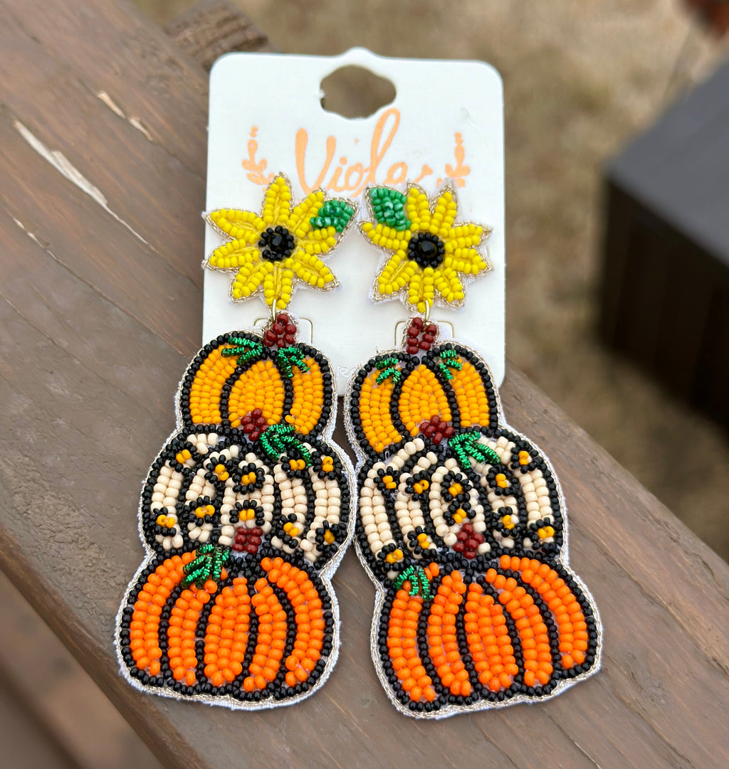 Harvest Pumpkin Beaded Earrings