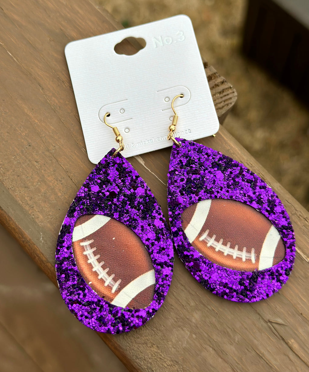 Purple Football Earrings