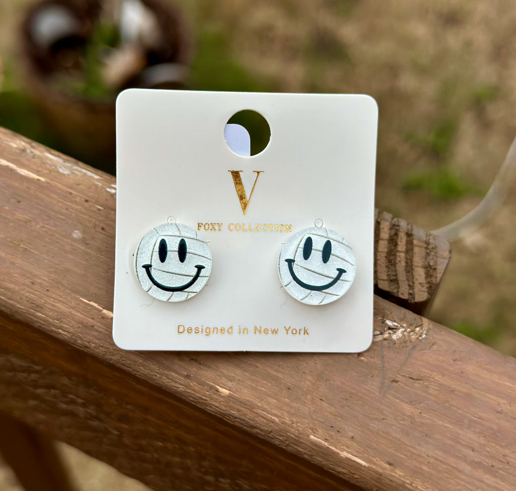 Volleyball Smiley Face Earrings