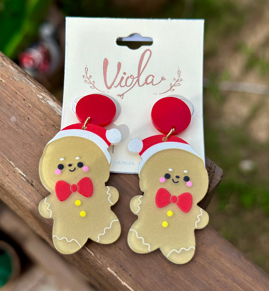 Santa Hat Gingerbread Earrings