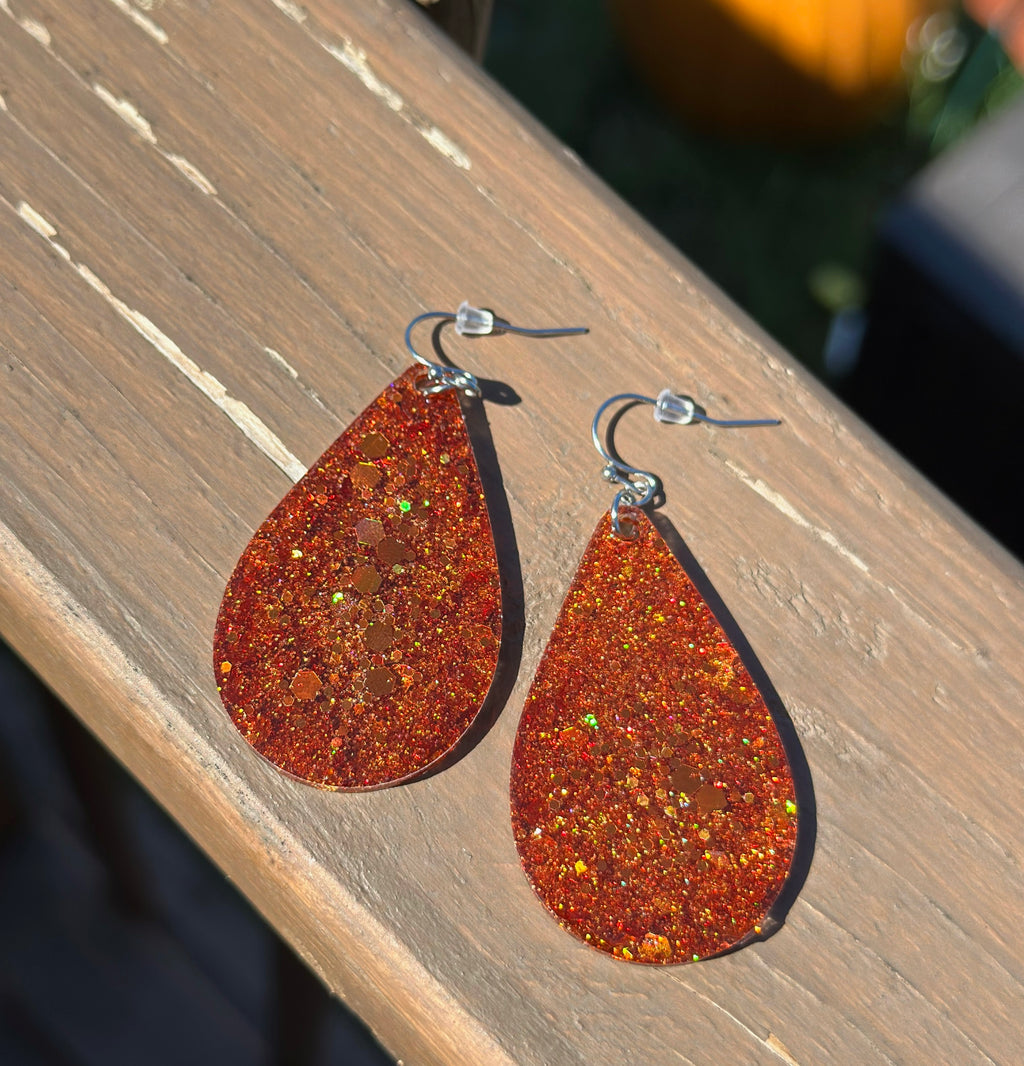 Burnt Orange Confetti Drop Earrings