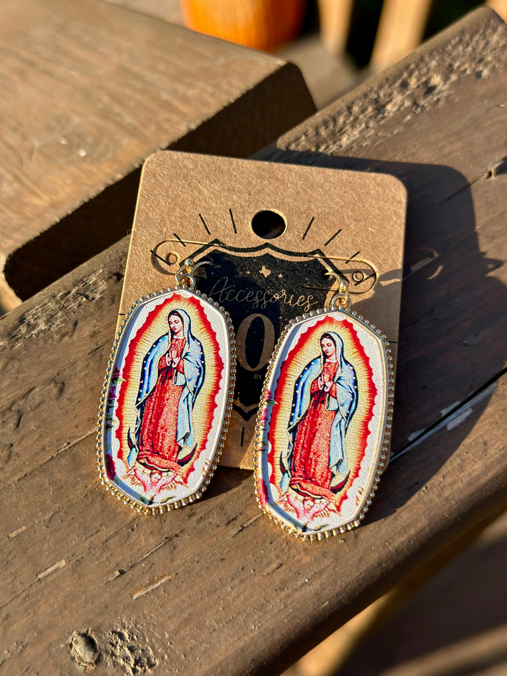 La Virgen de Guadalupe Oval Earrings