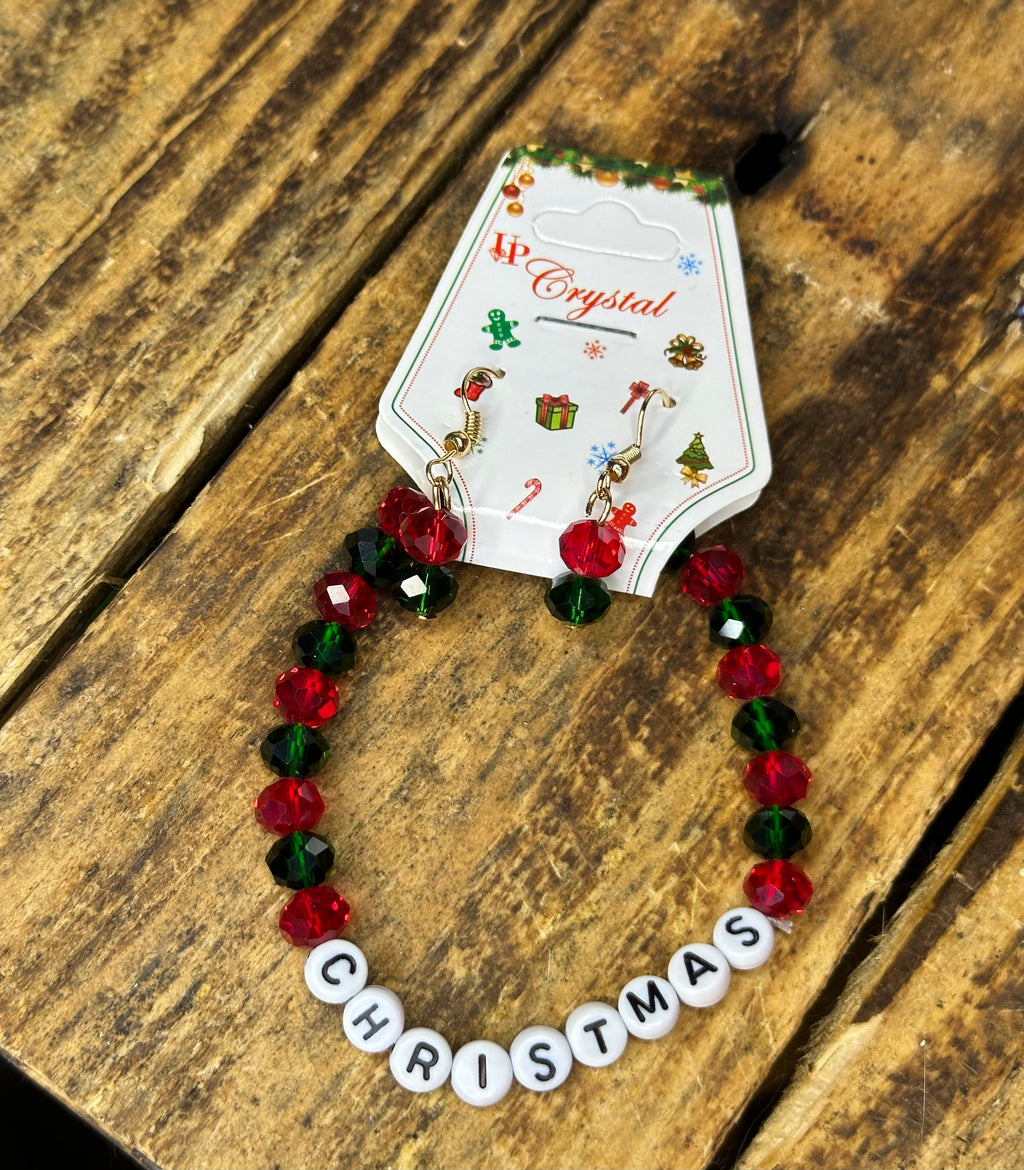 Merry Christmas Bracelet and Earring Set