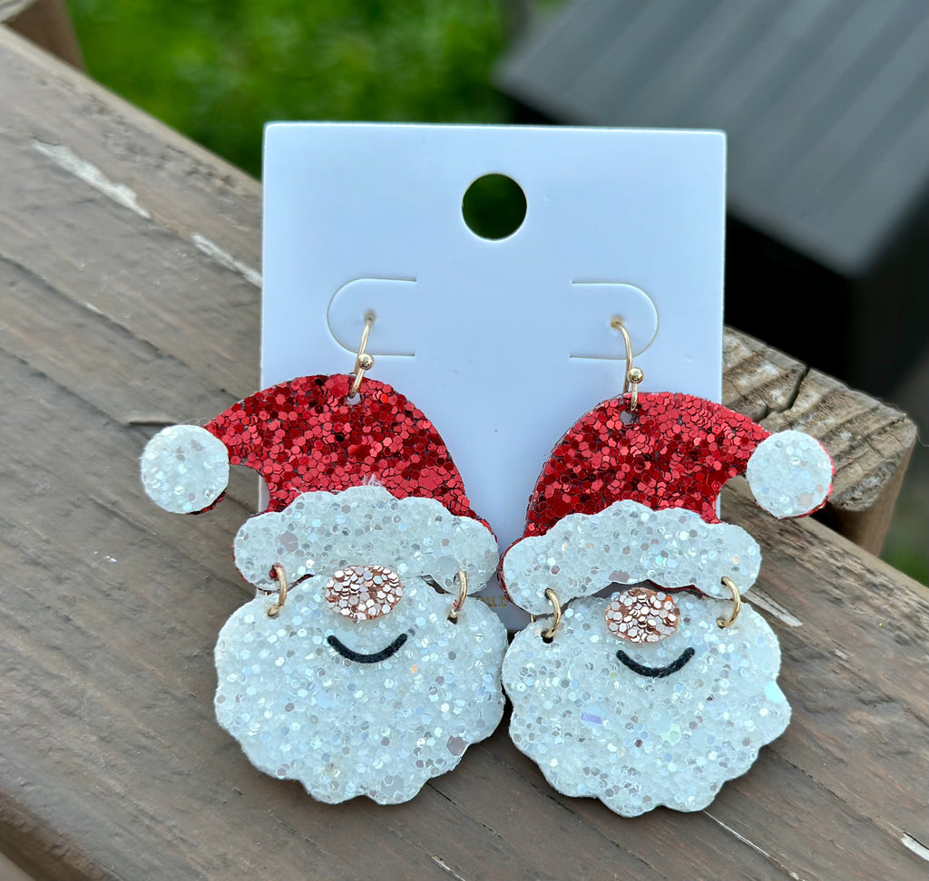 Glitter Santa Earrings